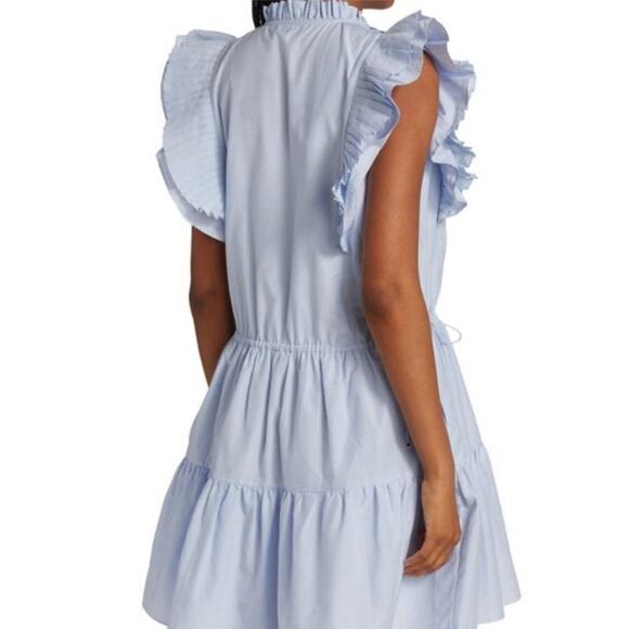 NEW Magali Pascal Louisa Tiered Mini Dress in Hydrangea‎ Blue Size Large - Picture 5 of 13